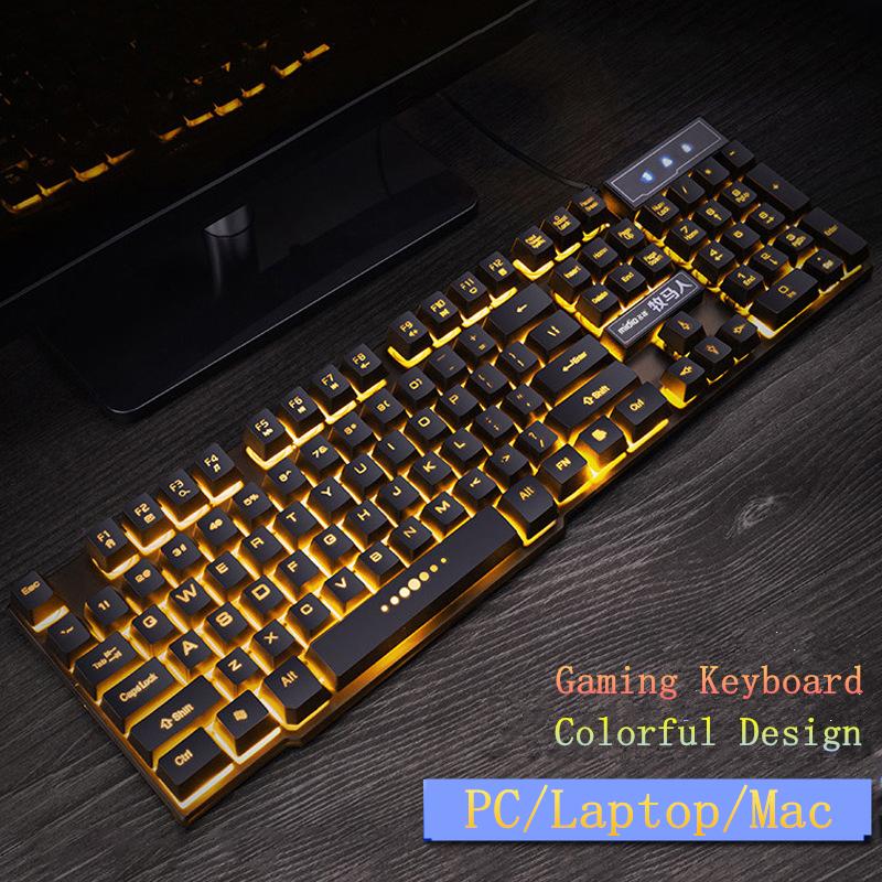

Colorful Gaming Mechanical Feel Keyboard USB Wired Ergonomic RGB Backlight Office Business For Laptop Desktop PC Mouse Combos
