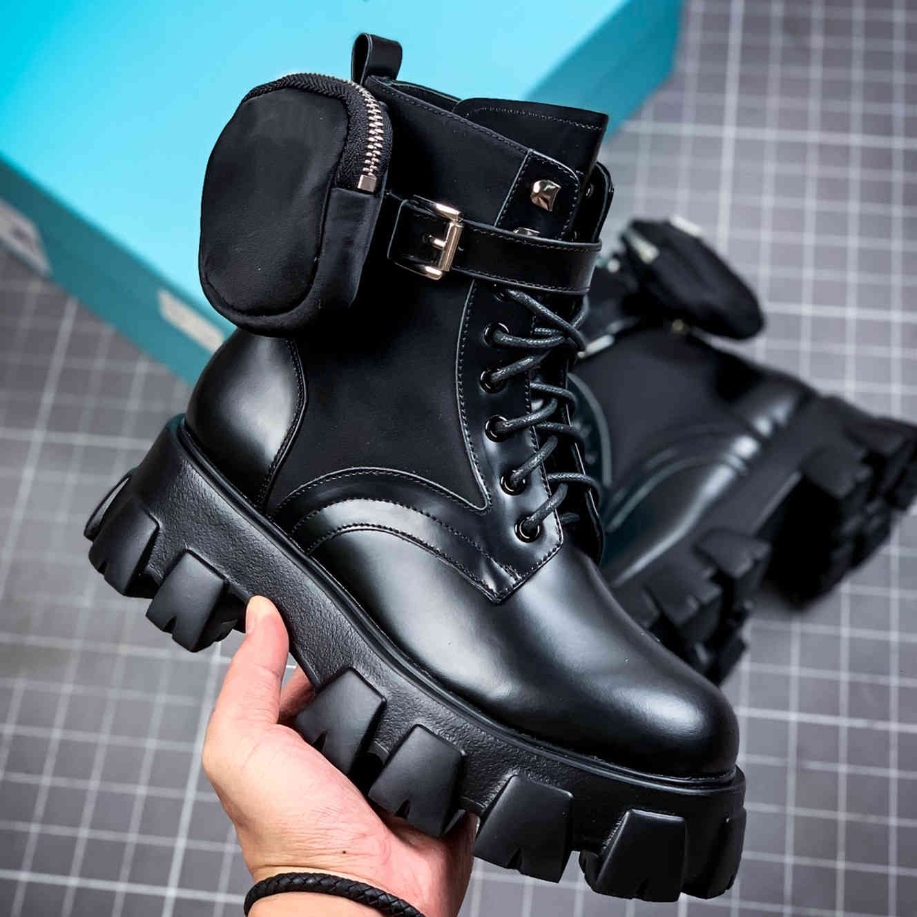 

Boots 2021 Fall/Winter Shoes Women's Leather and Nylon Fabric Short Fashion Black Platform Martin CJNL