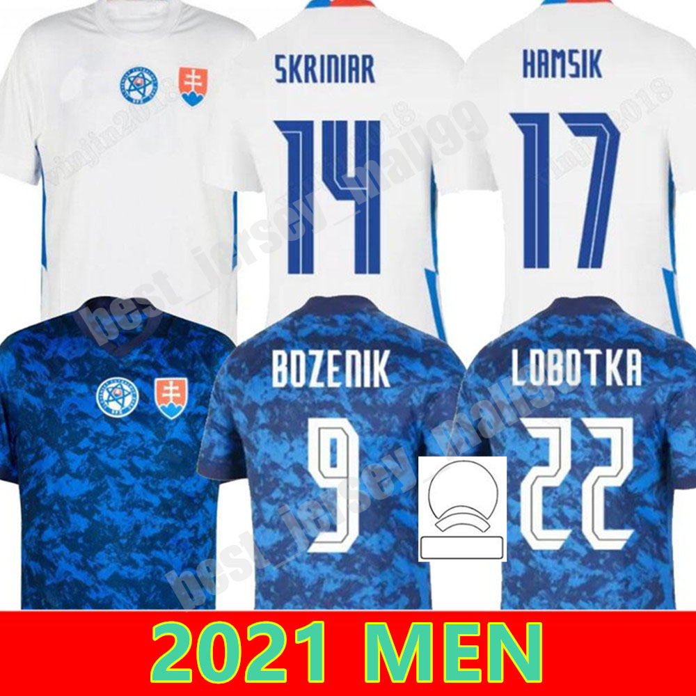 

2021 Slovakia national soccer jerseys 21 22 BOZENIK SKRTEL SKRINIAR HAMSIK LOBOTKA adult blue Home away white team Football shirts maillot se foot, Away+euro cup patch men