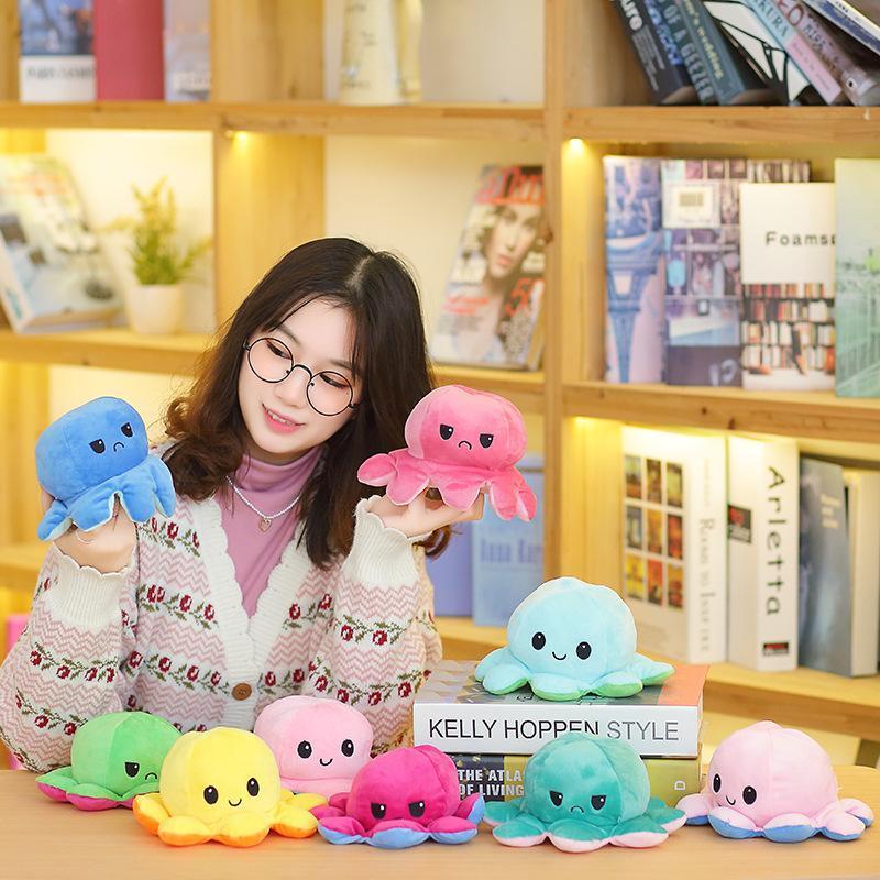 

24 Hours Ship!Party Favor Reversible Flip Octopus Stuffed Plush Doll Soft Simulation Reversible Plush Toys Color Chapter Plush Doll Child Toys