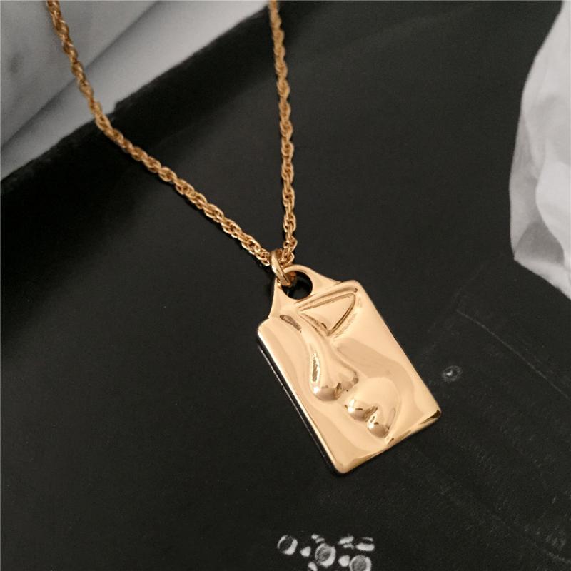 

pendant necklaces simple vintage face necklace women collares wedding rod thin chain aesthetic christmas neck jewelry, Silver