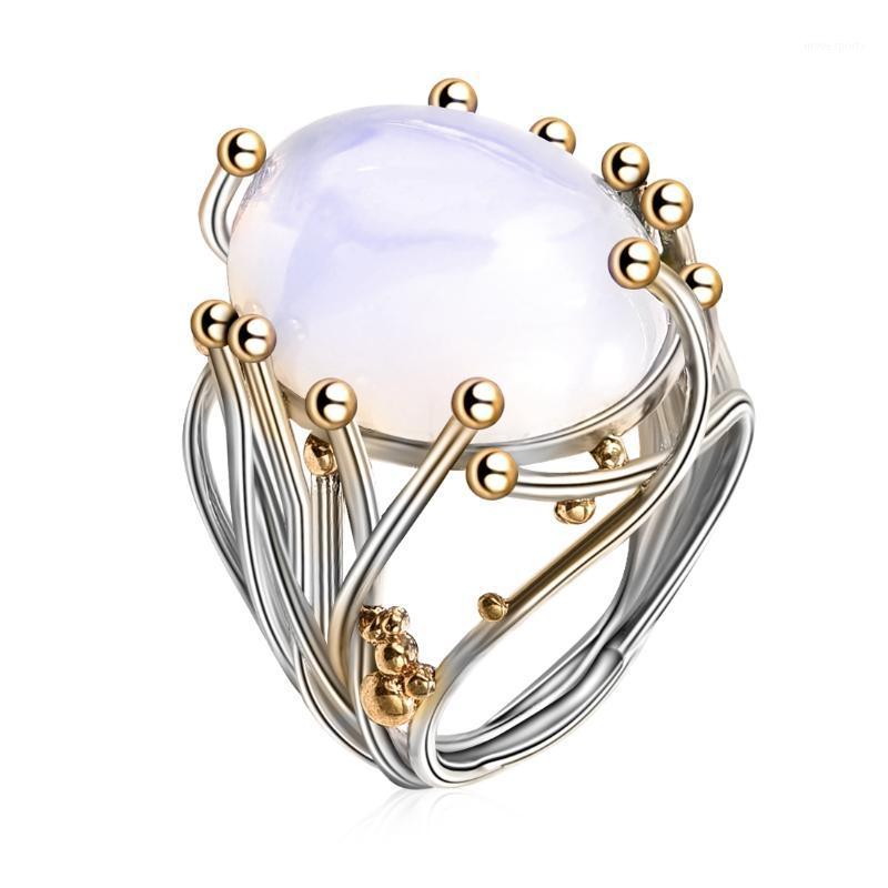 

Wedding Rings 2021 Irregular Bohemia Style Rinse Female Natural Moonstone Ring White Opal Vine For Women Jewelry1