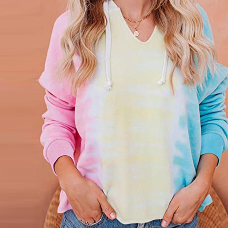 

Women' Hoodies & Sweatshirts Printing Tie-dyed Gradient Women Pullover Long Sleeve Round Neck Sudaderas, Blue