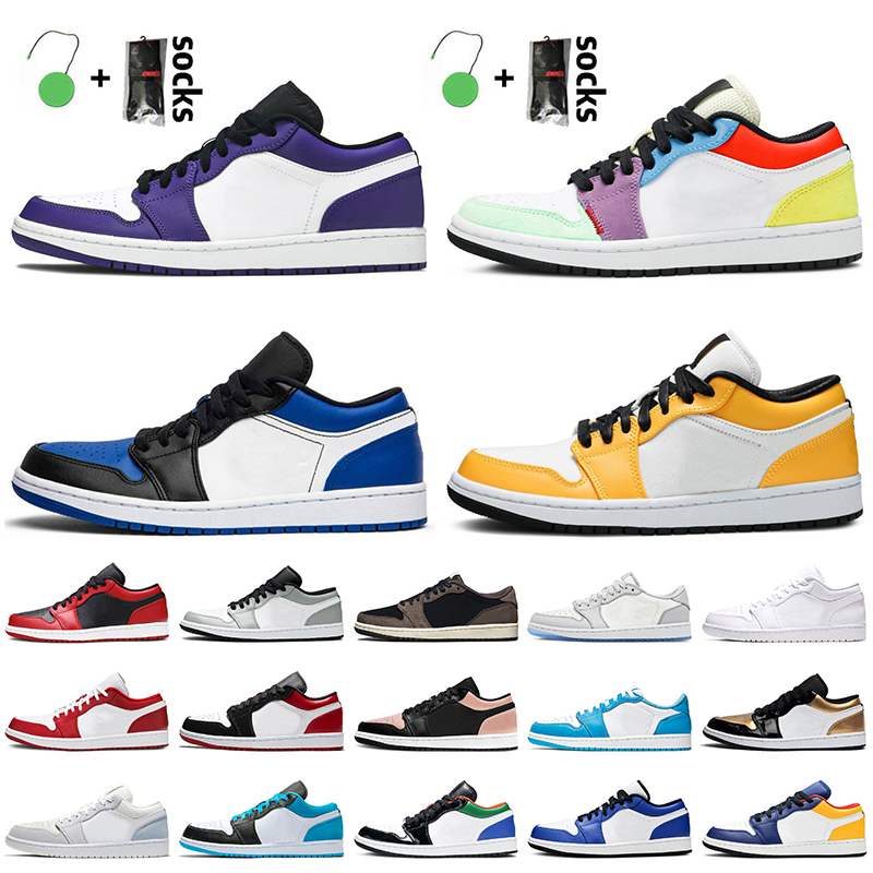 

Top Quality Low Jumpman 1 1s Basketball Shoes Court Purple Lightbulb Royal Toe Laser Orange Travis Dio Paris Mens Trainers Womens Sneakers, A27 36-45 mystic green