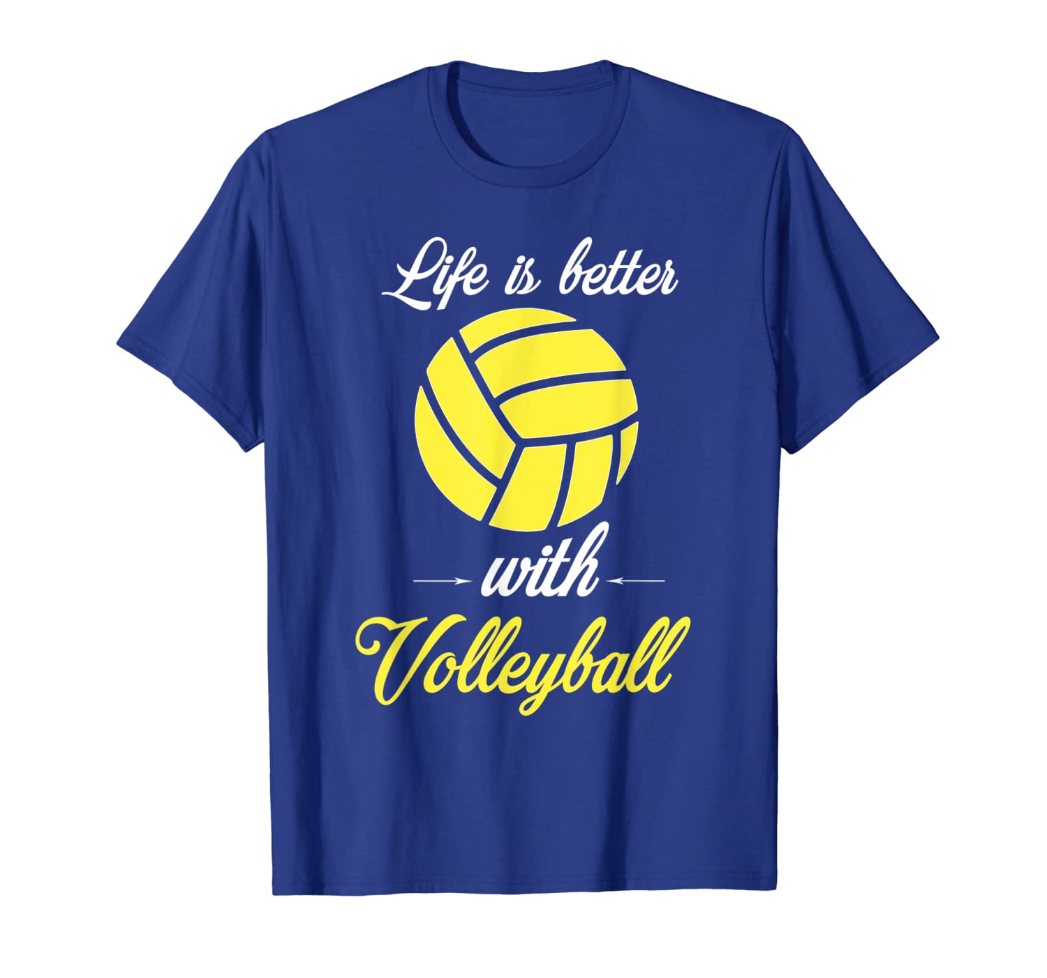 

life is better with volleyball t shirt, White;black