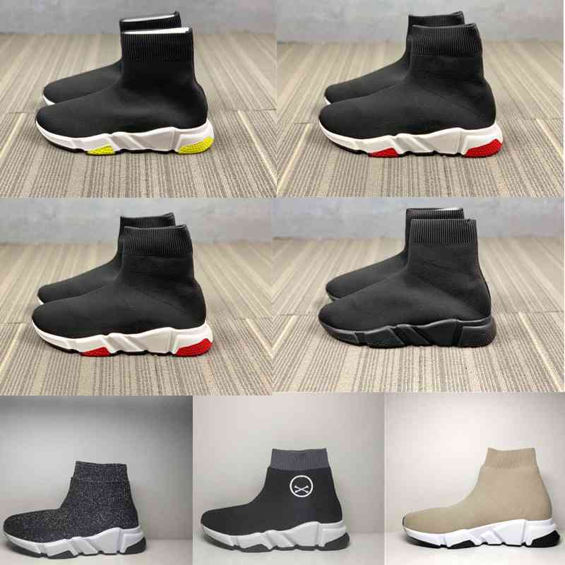 

Infant Sock Speed Knitted Kids shoes Flat Sneakers Runners Sport toddler Small boy & girl Big Children Trainer stretch-knit, Black