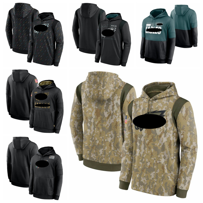 

Philadelphia Men Women Youth Eagle 2021 Salute To Service Therma Performance Pullover Football Hoodie Camo, Black