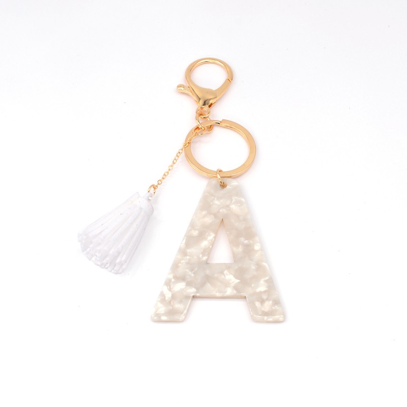 

Cool Design Women Gift Acrylic Letter Alphabet Keychain with Tassel