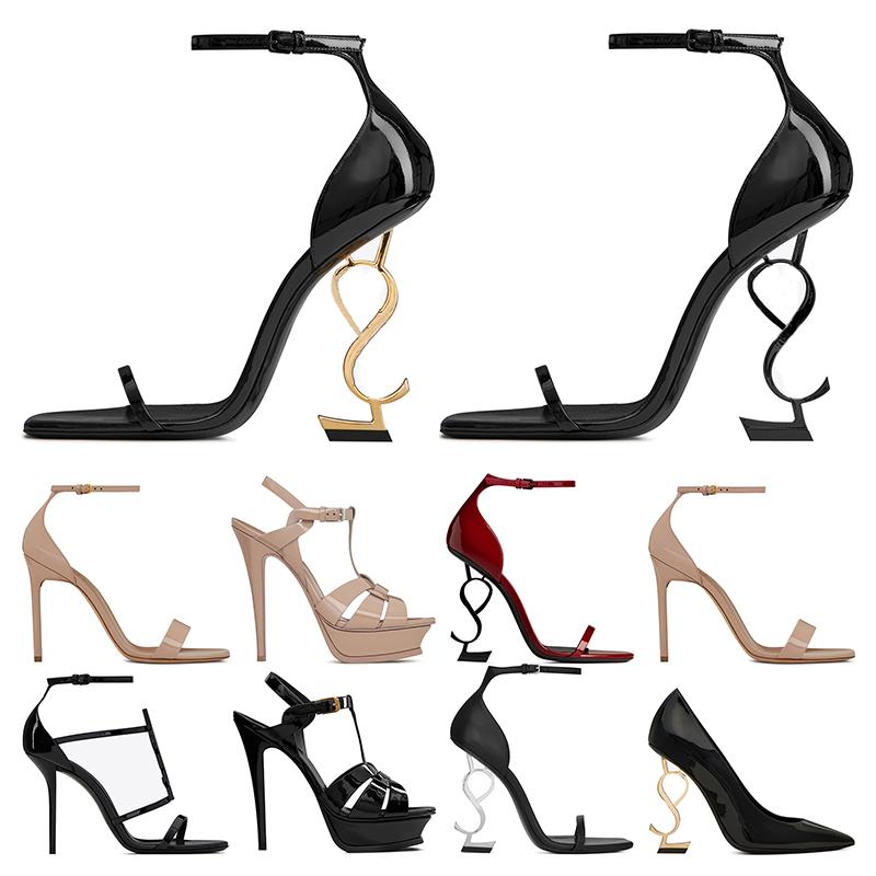 

2022 Dress Shoes Womens Opyum Pumps Stiletto Heel Slippers Ladies Luxurys Leather Open Toes Party Wedding Black Hot Red Brown Designers Sandals Slides