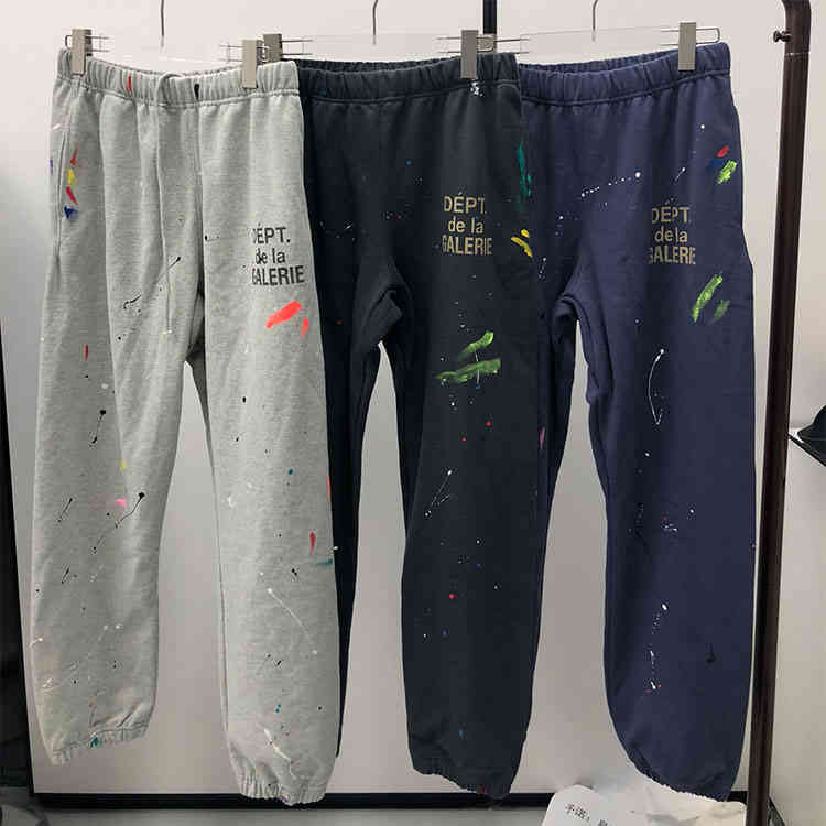 

Gallerydept Ins Super Hot High Street Vintage Wash Hand-painted Splash Ink Men' and Women' Loose Casual Leggings, Purple orchid