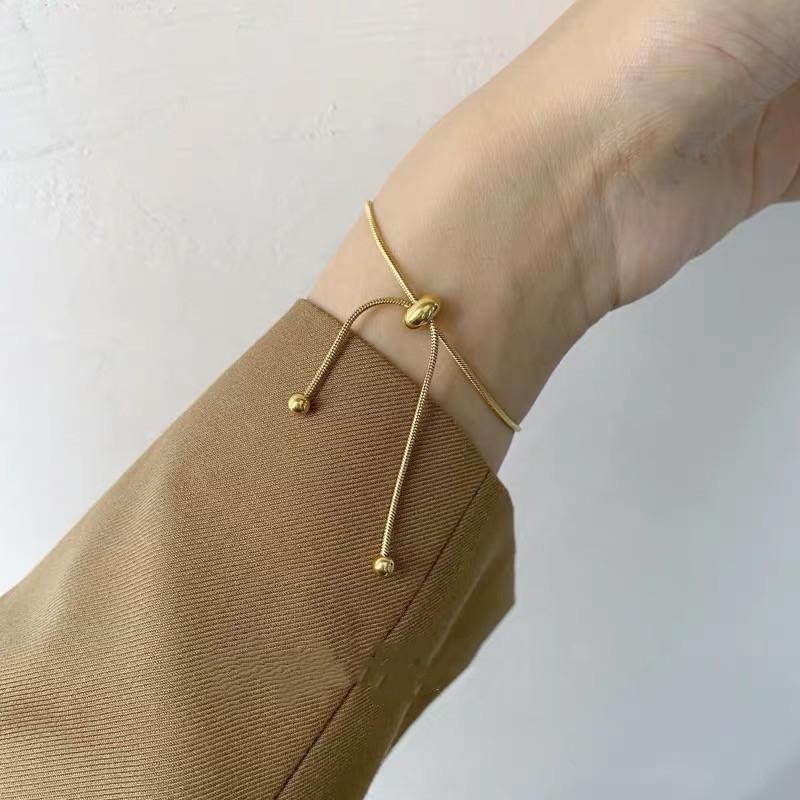 Charm Bracelets 2021 Boho Engraved Geometry Titanium Steel Gold Beads Chain Snake Bracelet Accessories Gift For Women Wholesale-image-708174776