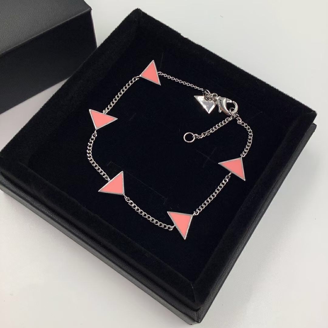 

European and American triangle chain letter bracelet fashion enamel female tide Valentine's day gift big brand high quality