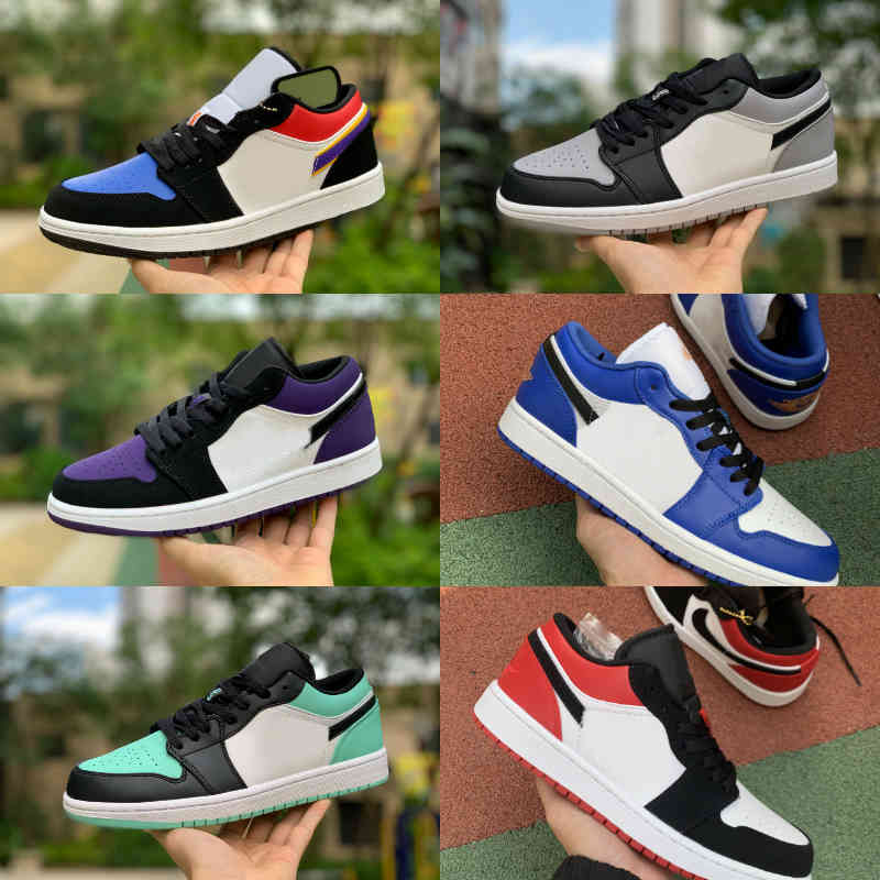 

2021 Low 1 1s University Blue Men Basketball Shoes Black Toe Court Purple White UNC Light Smoke Grey Reverse Bred Hyper Royal Laser Women Sneakers Mens Trainers G18, T016