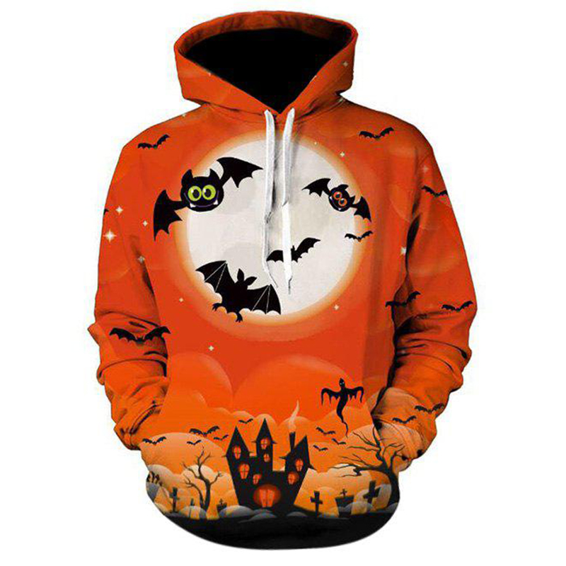 

Halloween Full moon Pattern Men s 3D Printing Hoodie Visual Impact Party Top Punk Gothic Round Neck High Quality Sweatshirt Hoodie, Black