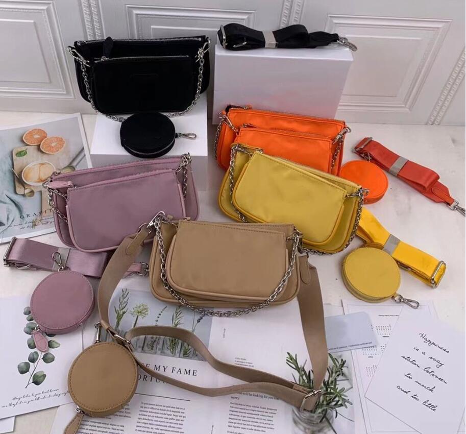 

Top Sale 3 piece set women crossbody bag Shoulder Bags High Quality Nylon handbags purses lady tote Coin Purse three items, Yellow 3357
