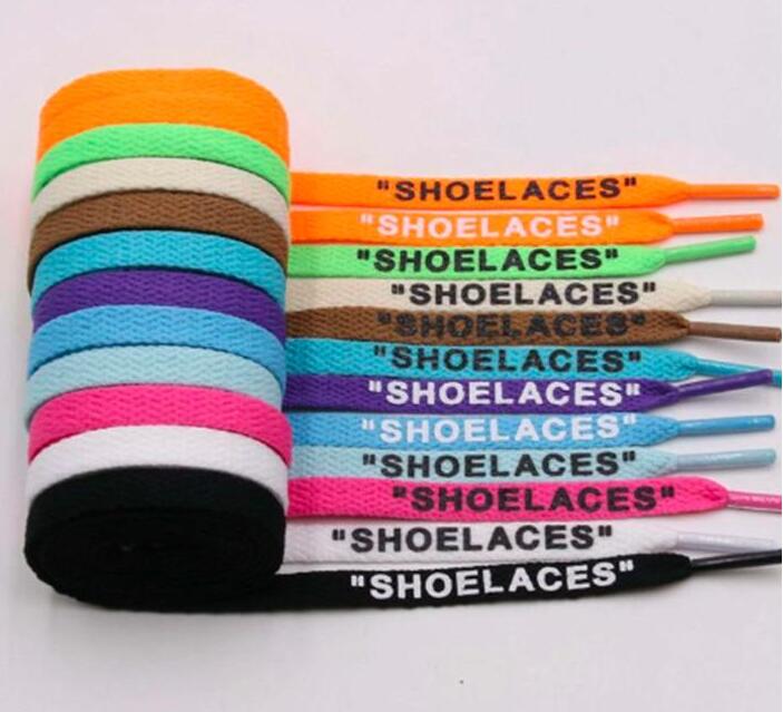 

2020 colorful lace Letter Font Double Sides Printed "SHOELACES" Black White Lace Signed Off Flat Shoes Lacet Joint Shoelace sports sneaker