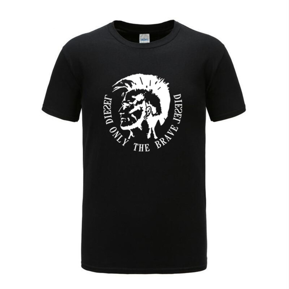 

2020 only brave diesel character image letter print short sleeve t-shirt men, White;black