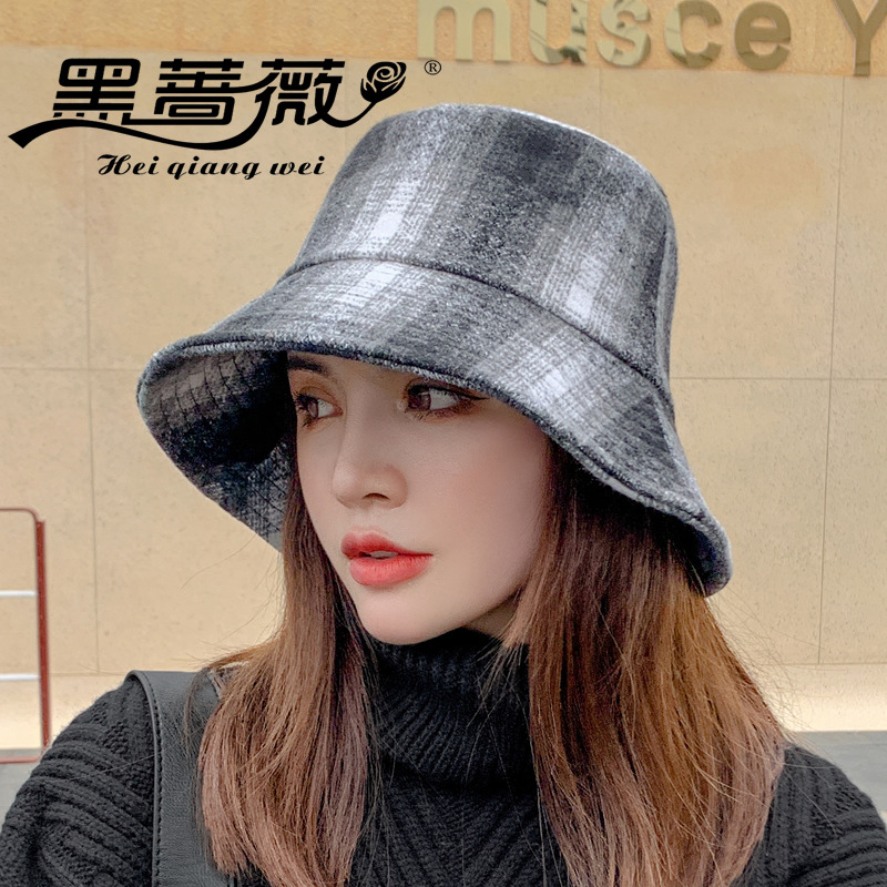 

Autumn and Winter Dome Bucket Womens Casual Fashion All-Matching Korean Trendy Protection Sun Hat, Black