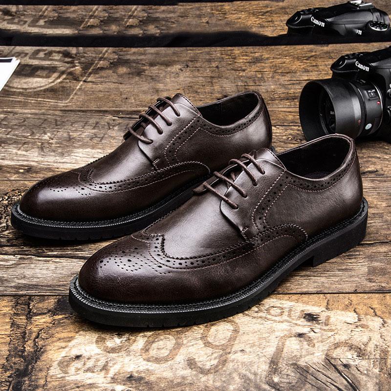 

Men's Shoes Breathable Business Leather Large Size Tooling Summer Lace Up Dress Oversize, Brown
