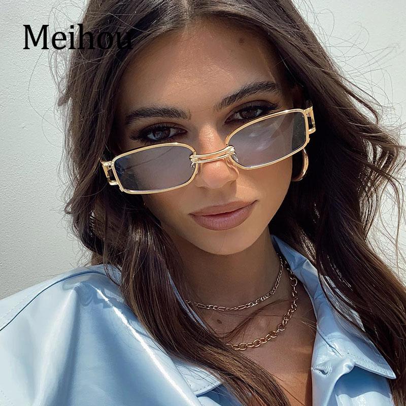 

Retro Brand Small Rectangle Sunglasses Women Fashion Square Men Travel Shades Clear Sun Glasses For Female, White;black