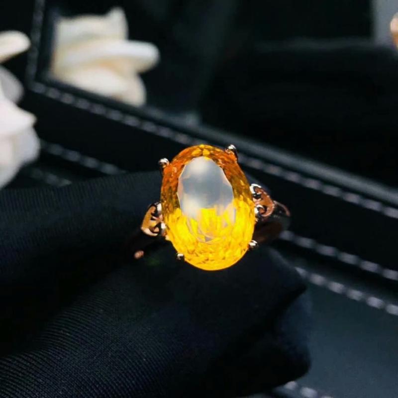 

Cluster Rings Shilovem 925 Sterling Silver Piezoelectric Citrine Fine Jewelry Trendy Wedding Bands Open Plant Gift Jcj1014222agj, Golden;silver