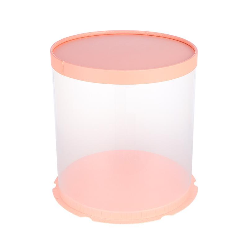 

Gift Wrap Plastic Cake Box Round Packaging Boxes Transparent Organizer For Home Dessert Shop (Pink/Black, Double-layer) (6inch)