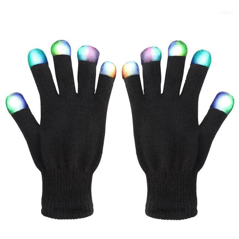 

Wrist Support 2 Pcs LED Gloves Color Changing Luminous Flashing Halloween Skeleton Stage Costume Christmas Party Event Supply, Black