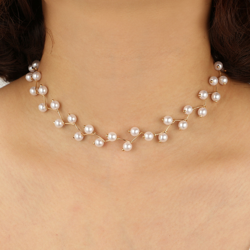 

Necklace Designer Fashion Women Necklace Choker Pearl Necklace Statement Ladies Collares Gold Color Alloy Jewelry Birthday Gift