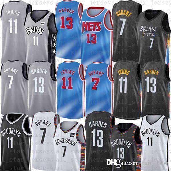 

13 Harden Basketball Jersey Kevin 7 Durant 11 Irving Mens Kyrie 2020 2021 New City Brooklyn Nets James 13 Harden black, Black;red