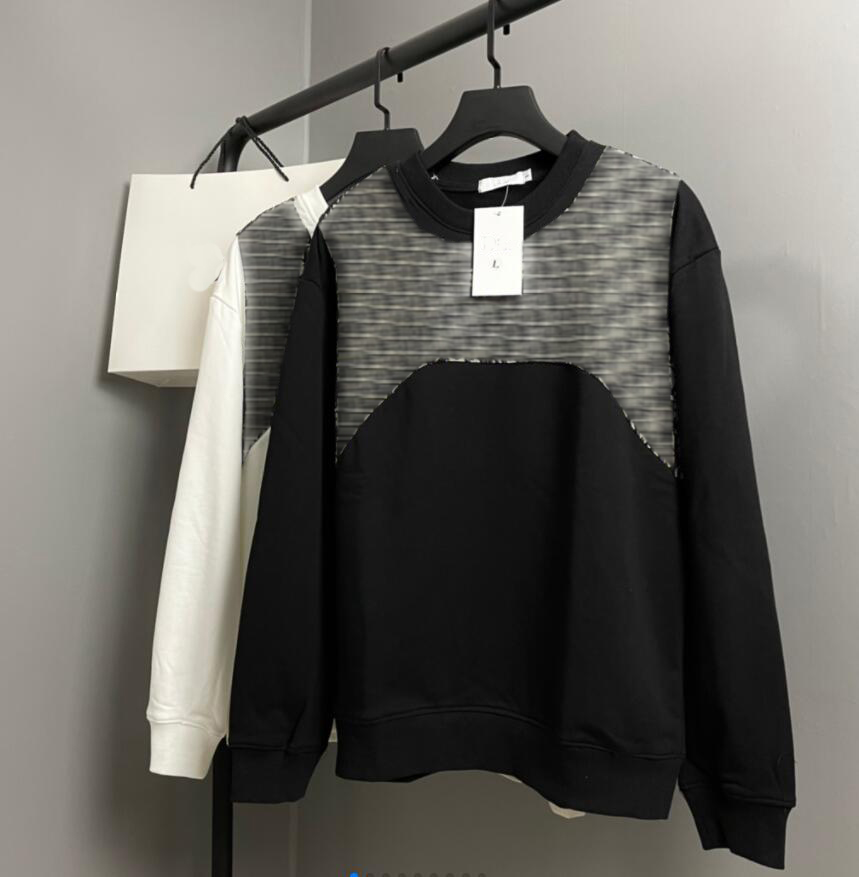 

mens Autumn Winter Sweaters Jacquard sleeve Splicing casual high quality fashion men women wild top, White;black
