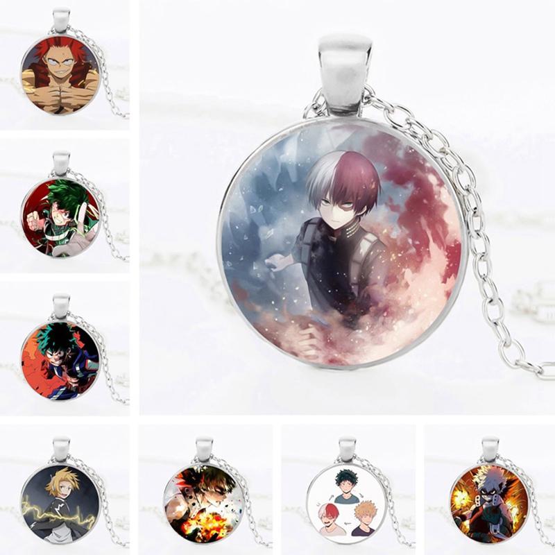 

Anime My Hero Academia Cartoon Necklace Acrylic Pendant Black Chain Cosplay Party Accessories Otaku Gift Chains, Silver