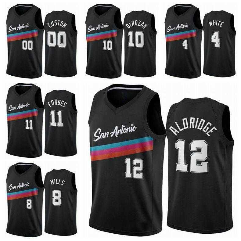 

San Antonio Spurs San AntonioÂSpursÂBasketball Jersey LaMarcus 12 Aldridge 20 Ginobili 9 Parker DeMar 10 DeRozan Jerseys 2021 Men Kids Youth Black 0, Black;red