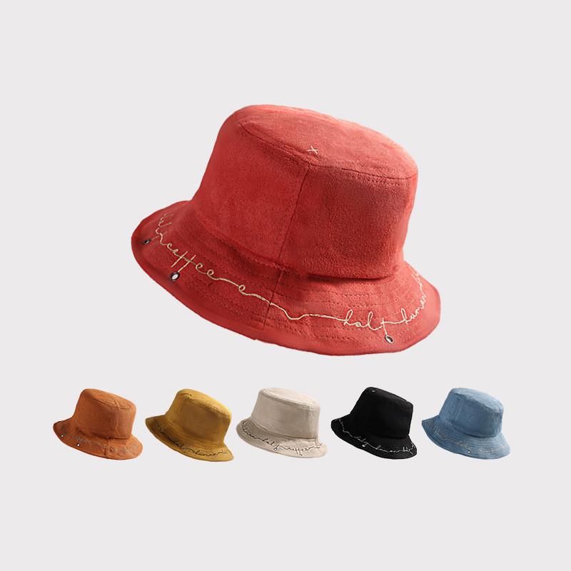 

Wide Brim Hats LDSLYJR 2021 Autumn And Winter Cotton Solid Color Bucket Hat Fisherman Outdoor Travel Sun Cap For Men Women 62, White