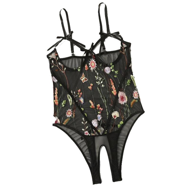 

Women' Sleepwear Fashion Sexy Explosive One-Piece Open File Printing Bow Pajamas European And American Underwear, As pic
