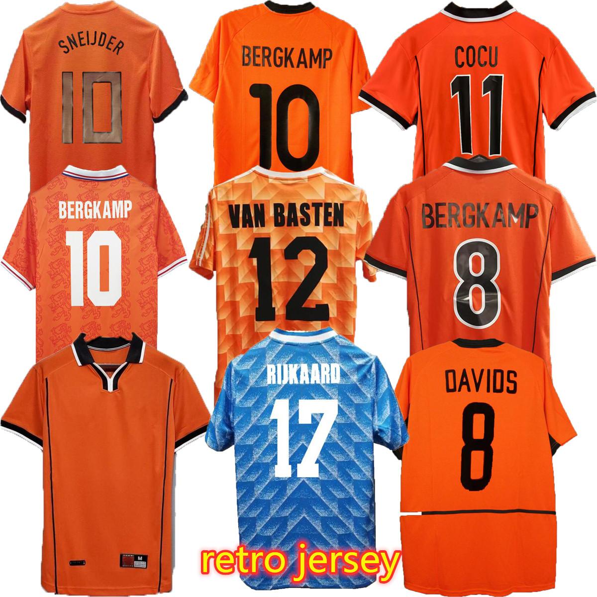 

Netherlands Retro Soccer Jerseys home and away 1988 1996 2002 2010 2014 #12 VAN BASTEN #10 GULLIT #17 RIJKAARD 1998 #8 BERGKAMP Football Shi, Black;yellow