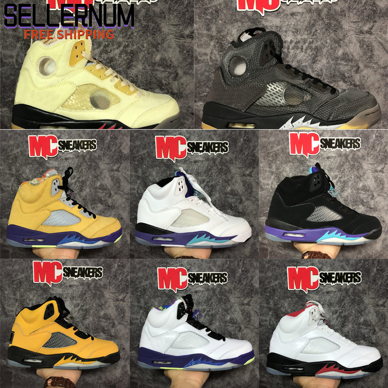 

New White Sail Wings Jumpman 5 5s Top 3 Fire Red Oregon Basketball Shoes Michigan Oil Grey Running Sneakers Men Sport Trainers, Color 1