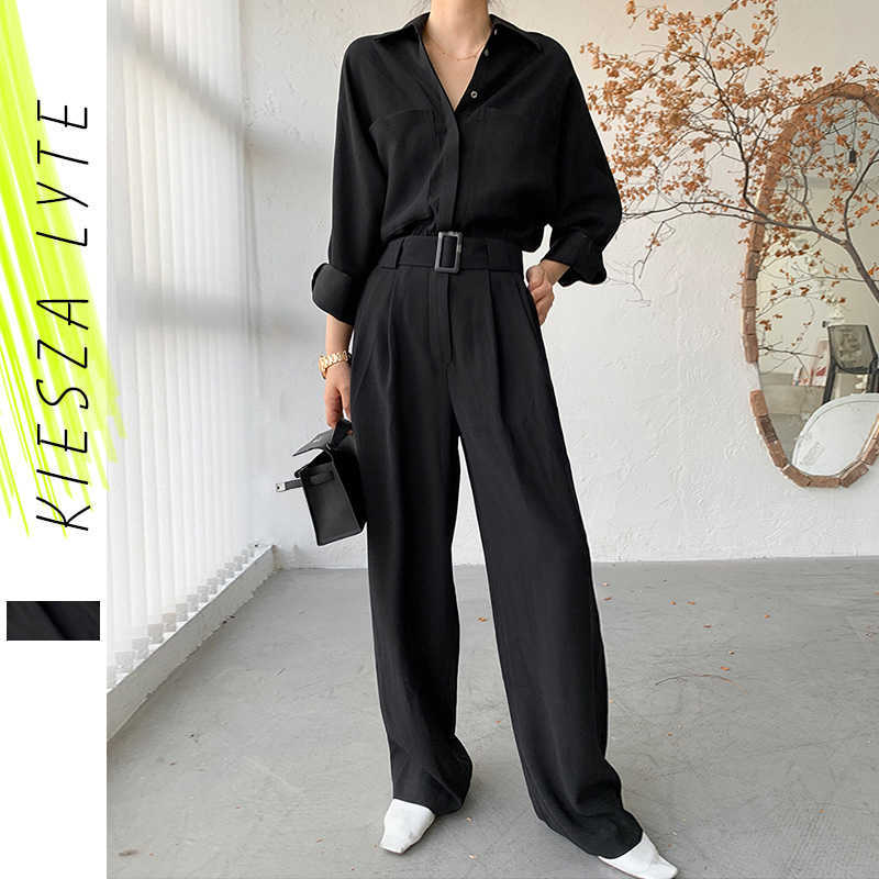 

Black Cargo Jumpsuit Women Spring Fashion Long Sleeve Belt Romper Streetwear Overalls 210608