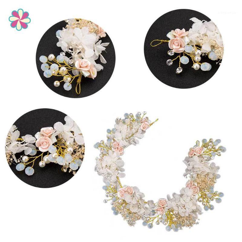 

Trendy Sweet Wedding Headwear Women Flowers Headbands Hair Band Tiaras Accessories W118 Clips & Barrettes, Golden;silver