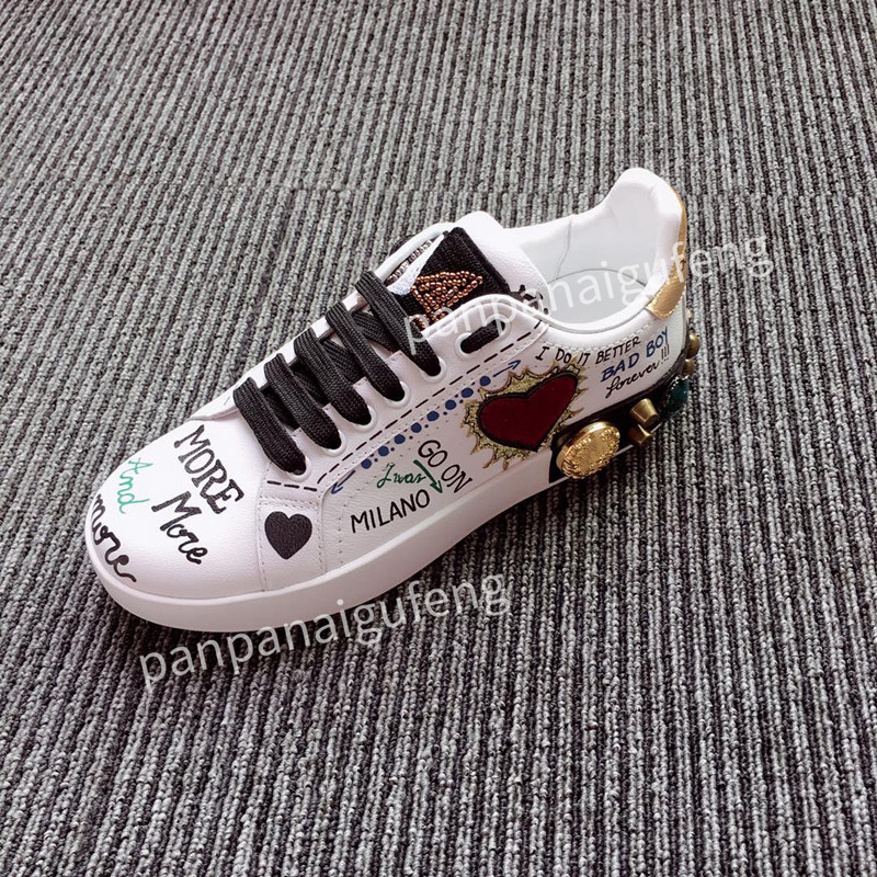 

2021 Luxury Designer Shoes Men Women White Luxury Designer Sneaker Lace Up Genuine Leather Sneakers Fashion Women Casual Designer Sneaker size35-45, 01