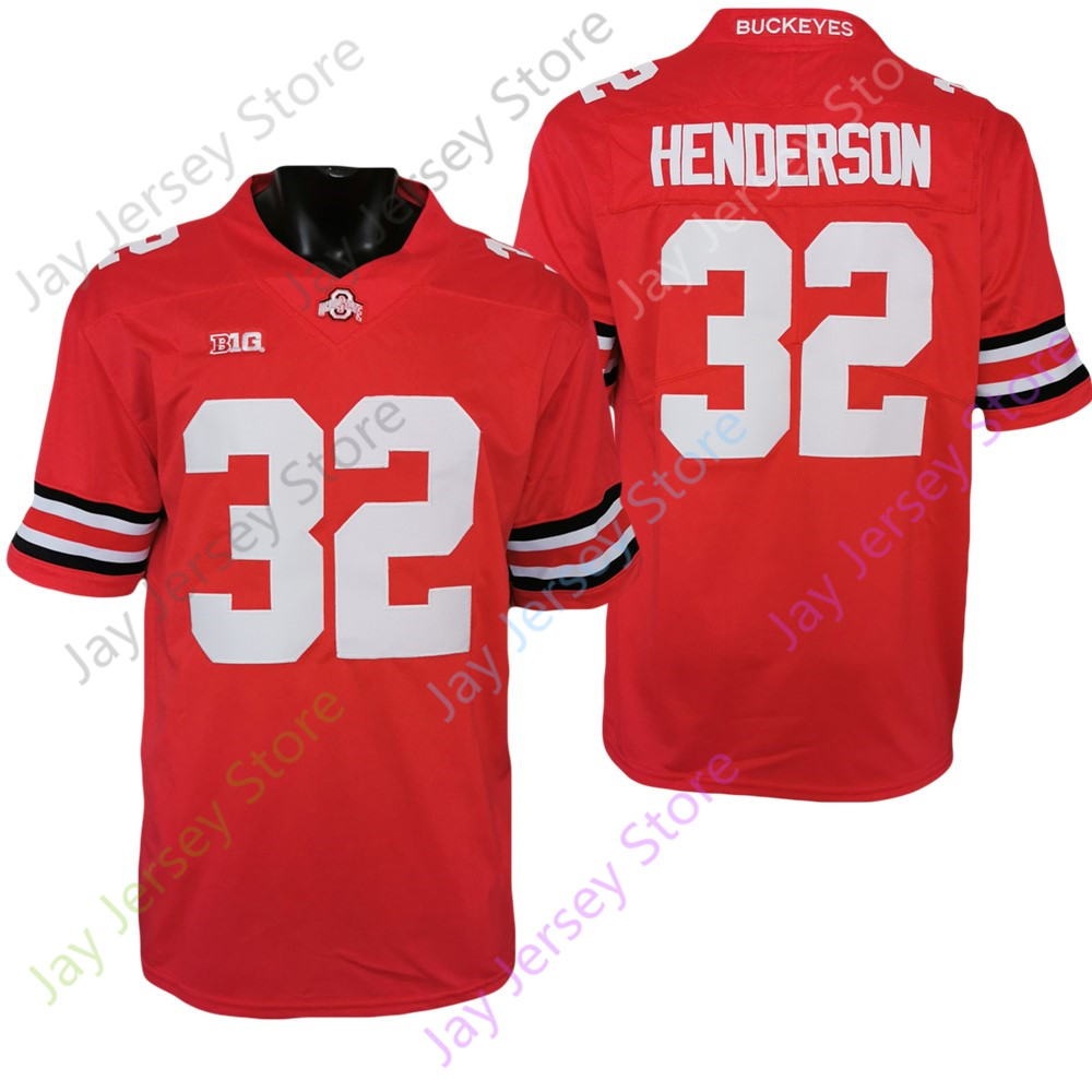 

Football Jerseys 2021 New Ohio State Buckeyes Football Jersey 32 TreVeyon Henderson NCAA College Red Size Youth Adult, As pic