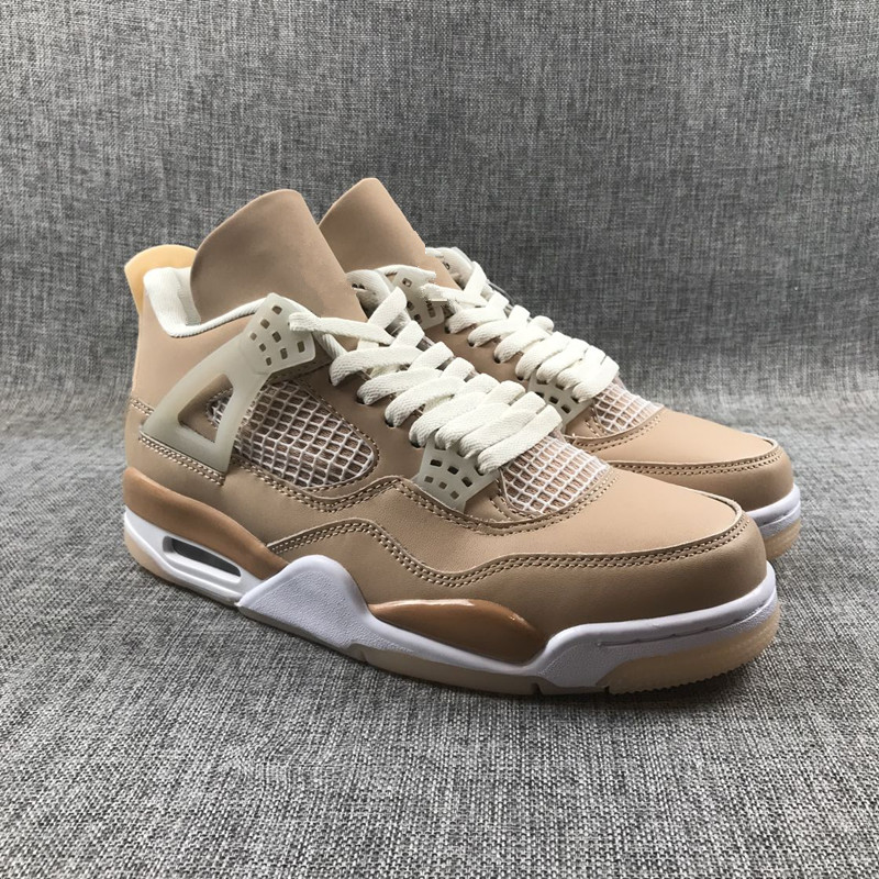 

WMNS 4 Shimmer Basketball Shoes Champagne Shallow khaki Jumpman Mens Women 4s Outdoor Sports Lace-up Sneakers Size EU36-46, Pay for extra lace