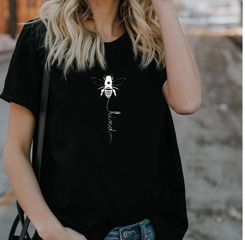 

bee kind print men t shirts short sleeve o neck loose summer fashion ladiestee mujer, White;black
