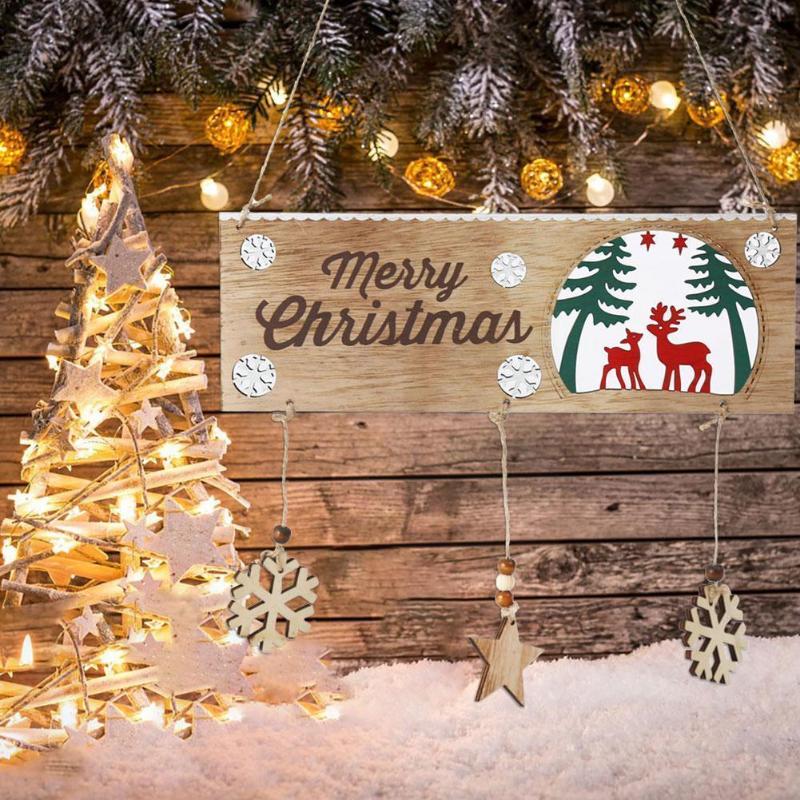 

Christmas Decorations Santa Claus Door Wooden Hanging Pendant Merry Decoration For Home 2021 Xmas Navidad Noel Gifts Year J9Z3