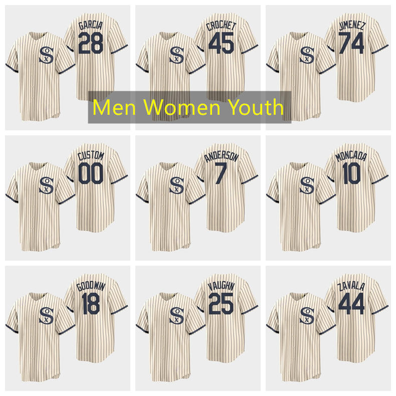 

ChicagoWhite Sox Baseball Jersey #74 Eloy Jimenez 10 Yoan Moncada 7 Tim Anderson 79 Jose Abreu Custom White Field of Dreams 2021 1010, Blue;black
