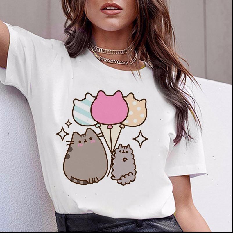 

womens t shirt cat harajuku women tshirt female tee femme aesthetic clothes streewear, White