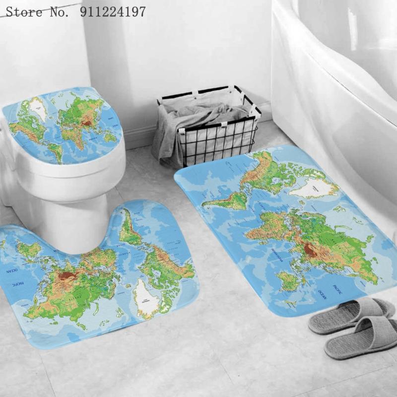 

Piece Printing Bath Mat Set Anti Slip Carpet Doormat Bathroom Cover Toilet Seat Rug Accessories For Accessory