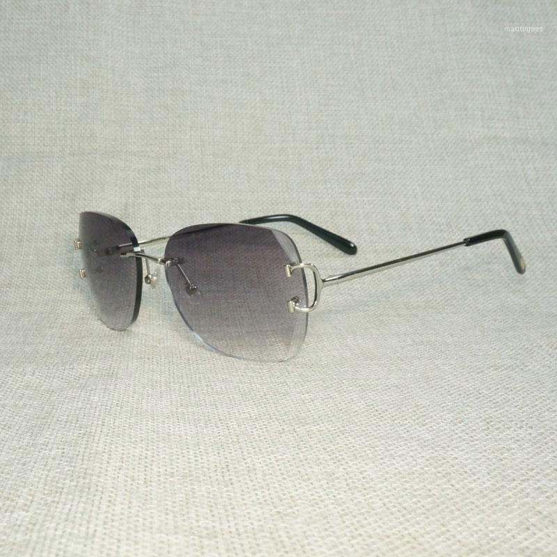 

Sunglasses Vintage Oversize Rimless Men Diamond Cutting C Wire Eyeglasses Metal Frame Shades For Outdoor Club Oculos Eyewear1