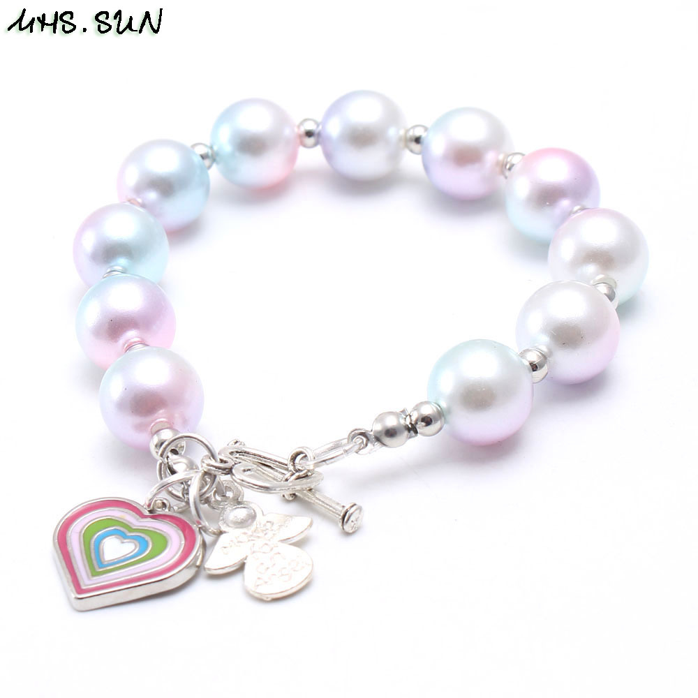 

DIY Colorful Beaded Strands Dream Color Beads Boy Girl Bracelets Rainbow Bow-knot Unicorn Heart Cartoon Charm Bracelet for Christmas Gifts