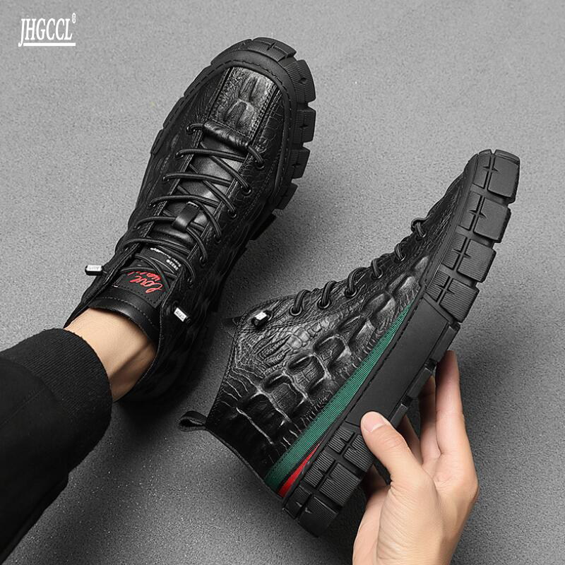 

Brand Men's boots Leather Shoes Trend Comfortable Loafer Mens Shoe design British Fashion Sneakers Moccasins Men boot Zapatos Hombre A15, Color2