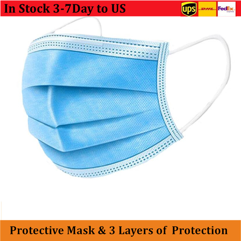 

fast ship 3-7 days to us disposable face masks with elastic ear loop 3 ply breathable for blocking dust air anti-pollution mask